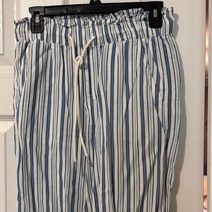 LOFT Blue and White Striped Trousers
